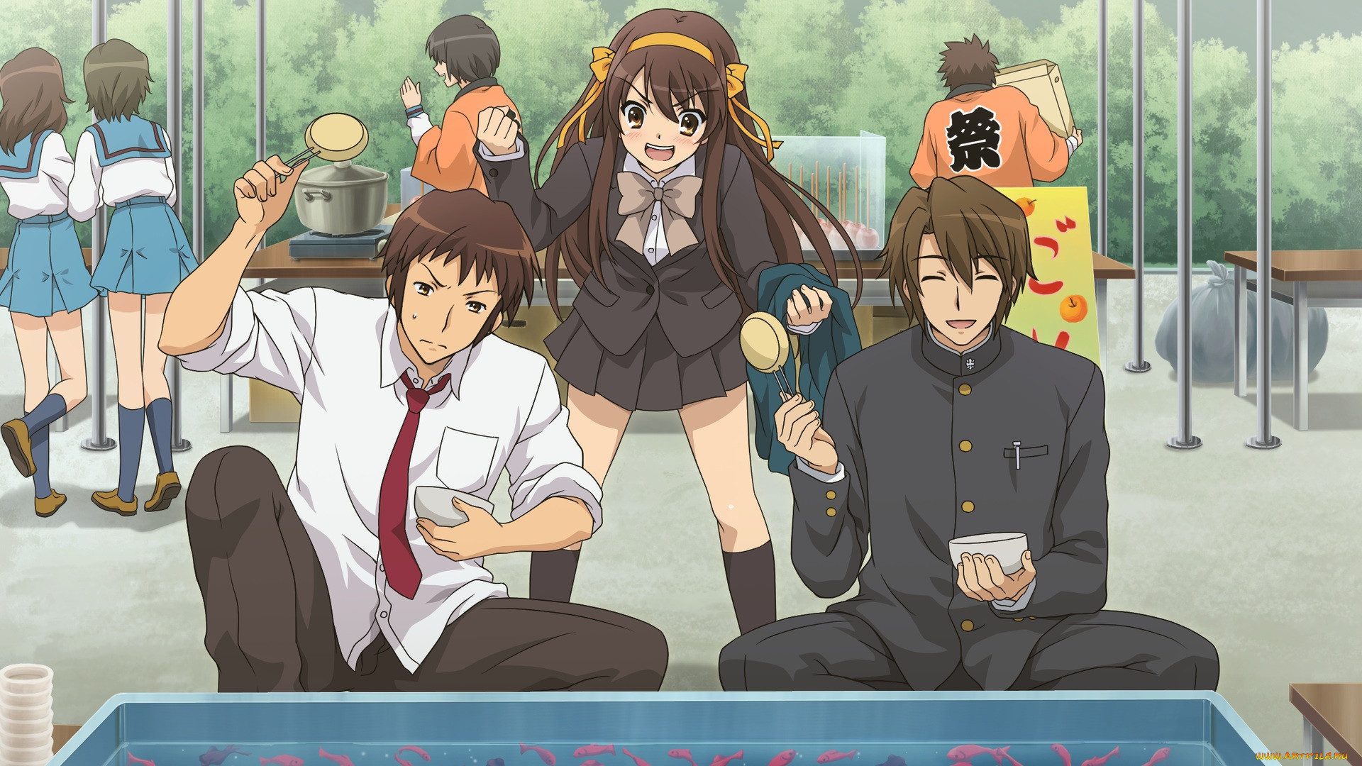 , the melancholy of haruhi suzumiya, suzumiya, haruhi, , , , kyon, koizumi, itsuki, no, yuutsu